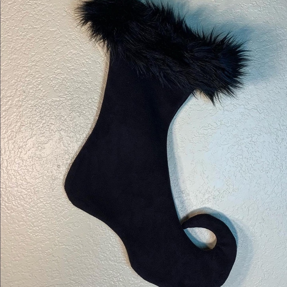All black Krampus Christmas curly toe Stocking - Picture 2 of 4